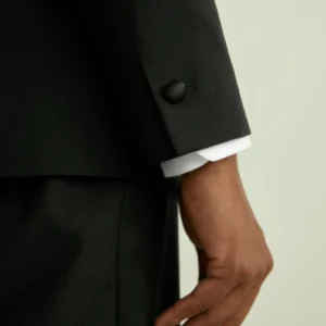 Black Slim Fit Style 2 Piece Notched Lapel Tuxedo Sleeves