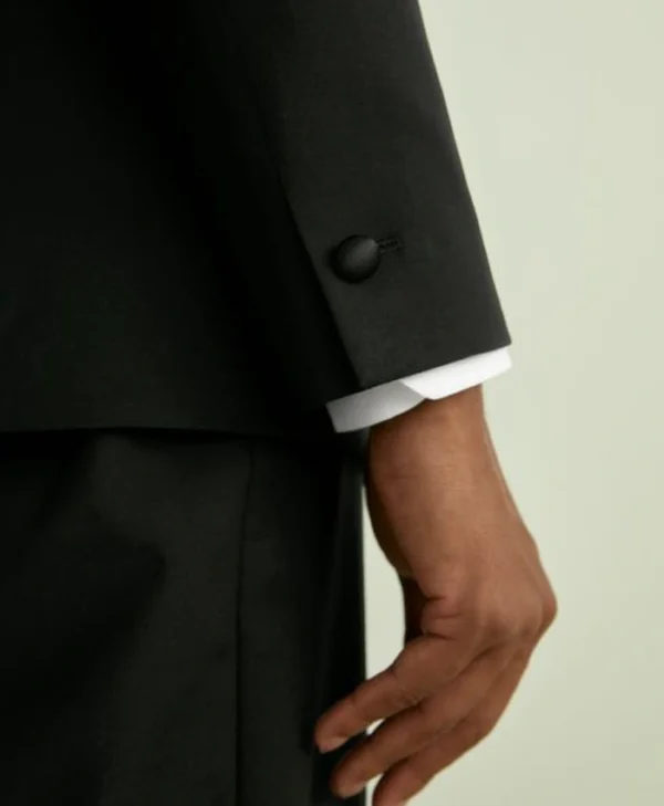 Black Slim Fit Style 2 Piece Notched Lapel Tuxedo Sleeves