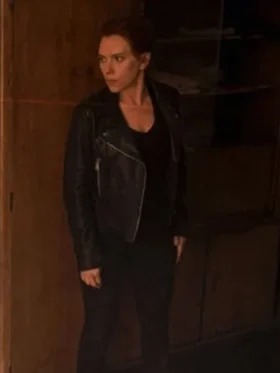 Black Widow Black Biker Leather Jacket Front