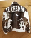 Brighten Brown And White Cowhide Fur Leather Jacket Back