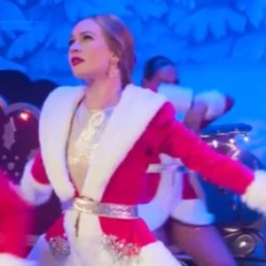Britt Robertson The Merry Gentlemen Christmas Coat Flying