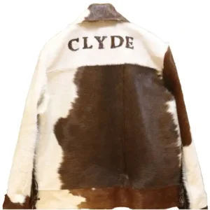Brown And White Drop Down Cowhide Fur Leather Jacket Back