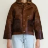 Brown Cowhide Fur Leather Jacket
