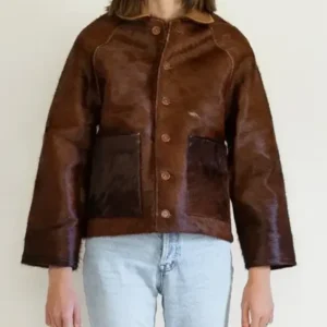 Brown Cowhide Fur Leather Jacket