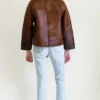 Brown Cowhide Fur Leather Jacket Back