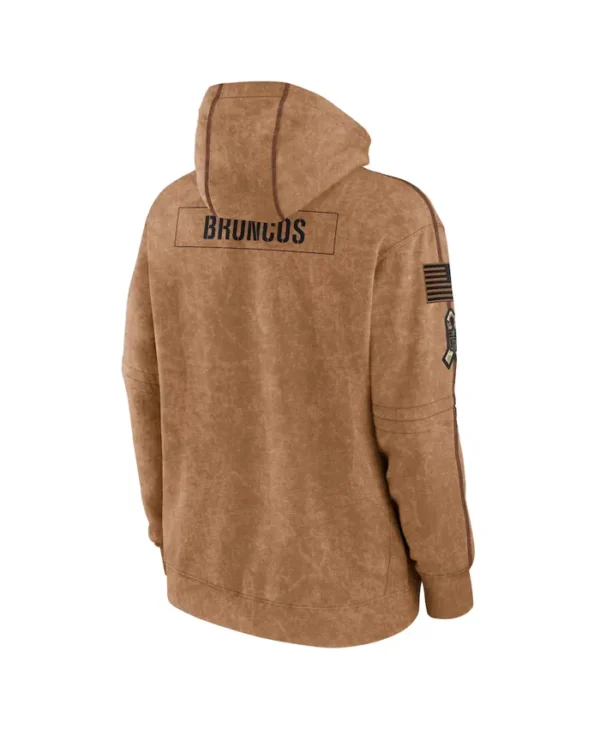 Brown Denver Broncos Salute Pullover Hoodie Back
