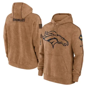 Brown Denver Broncos Salute Pullover Hoodie Dual