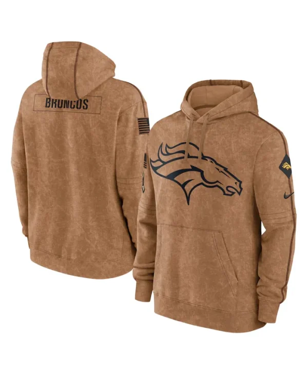 Brown Denver Broncos Salute Pullover Hoodie Dual