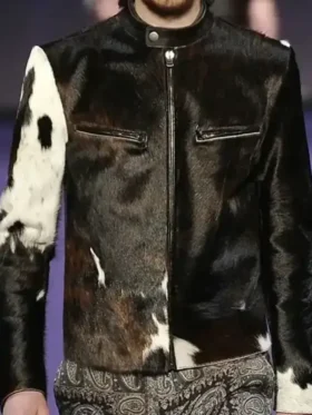 Cafe Racer Style Cowhide Leather Fur Jacket