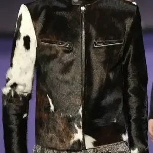 Cafe Racer Style Cowhide Leather Fur Jacket