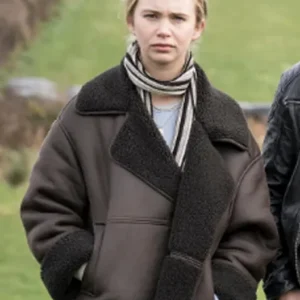 Carrie Booth Ellis Brown Shearling Leather Jacket