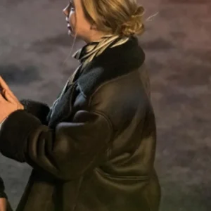 Carrie Booth Ellis Brown Shearling Leather Jacket For Sale