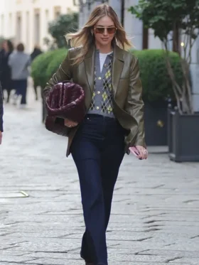 Chiara Ferragni Brown Ralph Lauren Leather Blazer