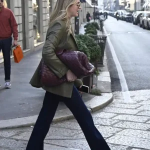 Chiara Ferragni Brown Ralph Lauren Leather Blazer Back