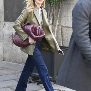 Chiara Ferragni Brown Ralph Lauren Leather Blazer Front