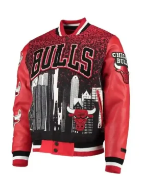 Chicago Bulls Red Remix Varsity Jacket Front