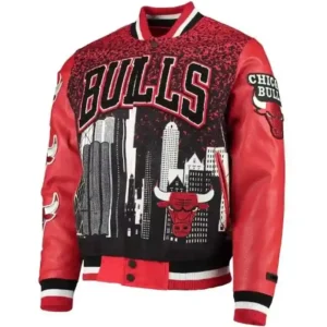 Chicago Bulls Red Remix Varsity Jacket Front