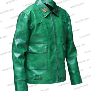Chloe Sullivan Smallville Green Leather Jacket Left