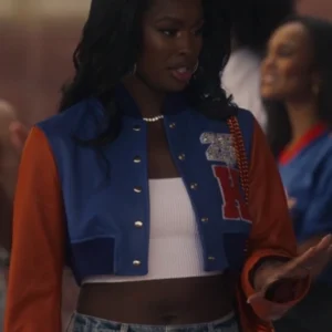 Coco Jones Bel Air S03 Crop Varsity Leather Jacket Front