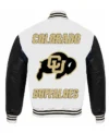 Colorado Buffaloes White Letterman Jacket Back