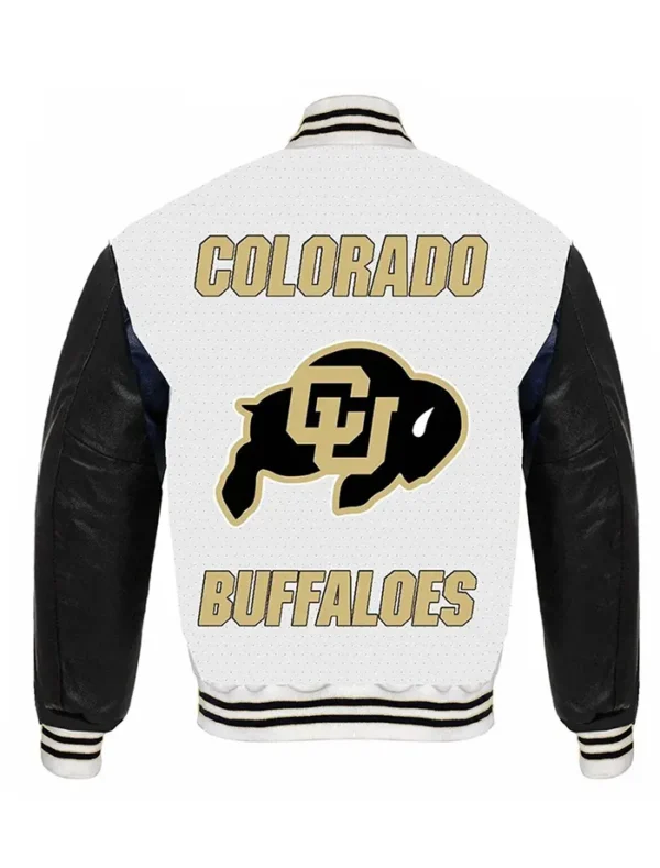 Colorado Buffaloes White Letterman Jacket Back