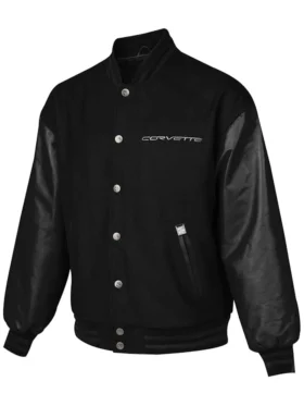 Corvette Varsity Letterman Black Wool Bomber Jacket