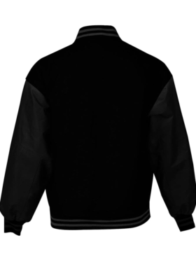 Corvette Varsity Letterman Black Wool Bomber Jacket Back