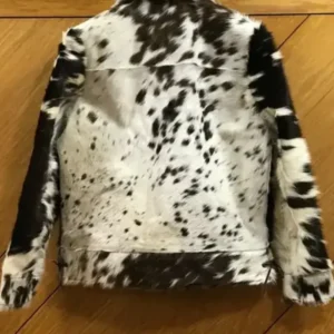 Cowhide Black And White Fur Leather Jacket Back
