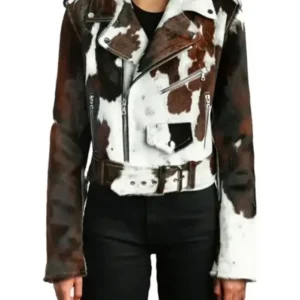 Cowhide Fur Biker Jacket Womens