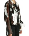Cowhide Fur Biker Jacket Womens Side