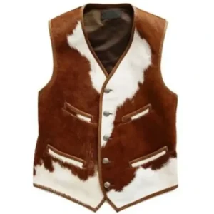 Cowhide Fur Brown Leather Vest