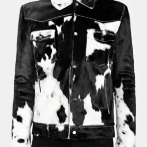 Cowhide Fur Leather Drop Down Collar Jacket