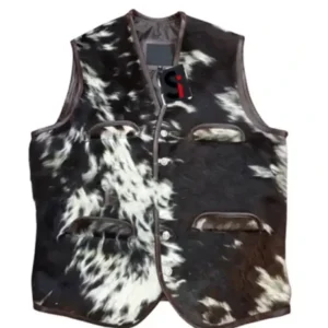 Cowhide Vest Brown And White Fur