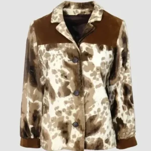 Cowhide Vintage White And Brown Fur Leather Jacket