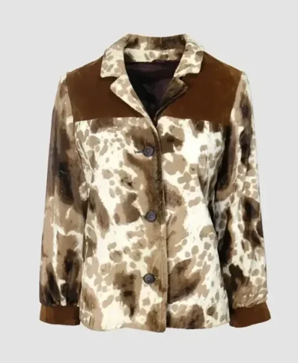 Cowhide Vintage White And Brown Fur Leather Jacket
