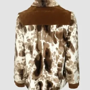 Cowhide Vintage White And Brown Fur Leather Jacket Back