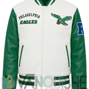Cream Philadelphia Eagles Retro Varsity Jacket front