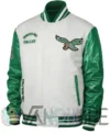 Cream Philadelphia Eagles Retro Varsity Jacket left