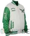 Cream Philadelphia Eagles Retro Varsity Jacket left