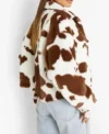 Cropped Brown And White Cowhide Fur Jacket Back