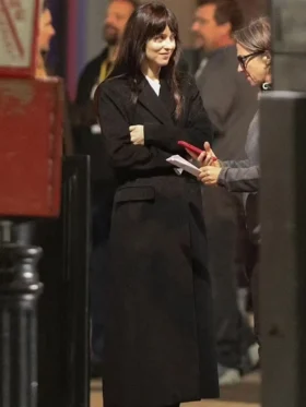 Dakota Johnson Madame Web Black Wool Coat