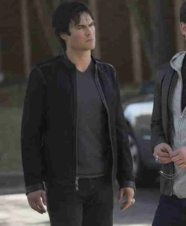 Damon Salvatore The Vampire Diaries S08 Black Jacket Standing
