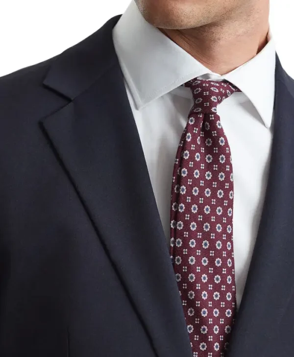 Dark Blue Mens 2 Piece Stylish Business Suit Collar