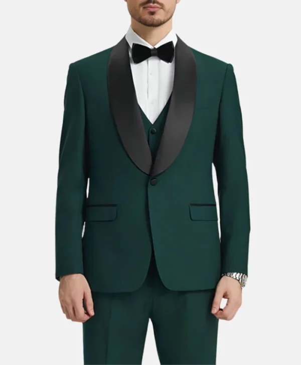 Dark Green Mens Wedding Suit 3 Piece Tuxedo