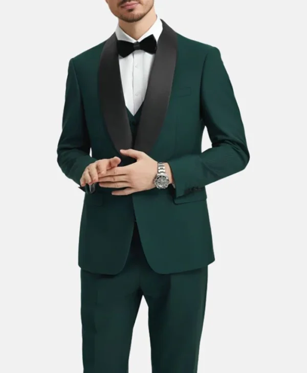 Dark Green Mens Wedding Suit 3 Piece Tuxedo Main