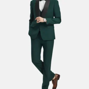 Dark Green Mens Wedding Suit 3 Piece Tuxedo Style