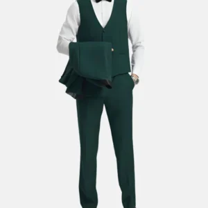 Dark Green Mens Wedding Suit 3 Piece Tuxedo Vest