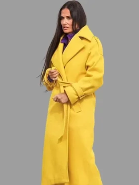 Demi Moore The Substance Yellow Wool Coat