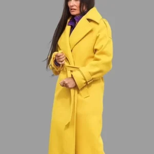 Demi Moore The Substance Yellow Wool Coat