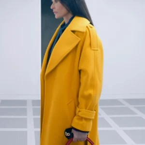 Demi Moore The Substance Yellow Wool Coat For Sale